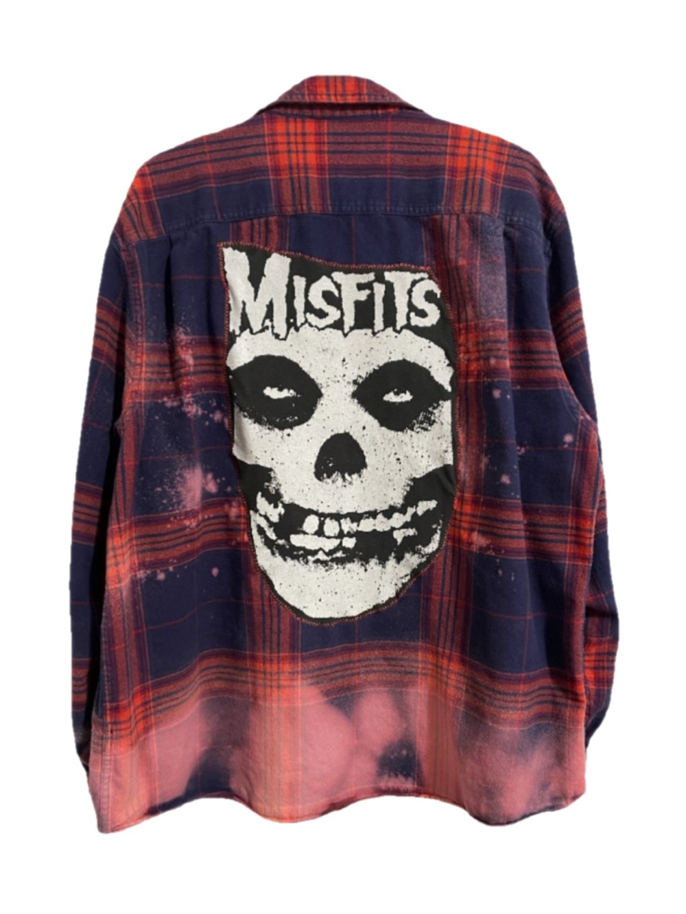Upcycled “Misfits” Plaid Flannel Shirt - Red & Navy